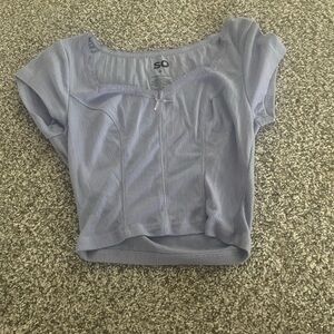 SO Gray Crop Fitted Short Sleeve Blouse